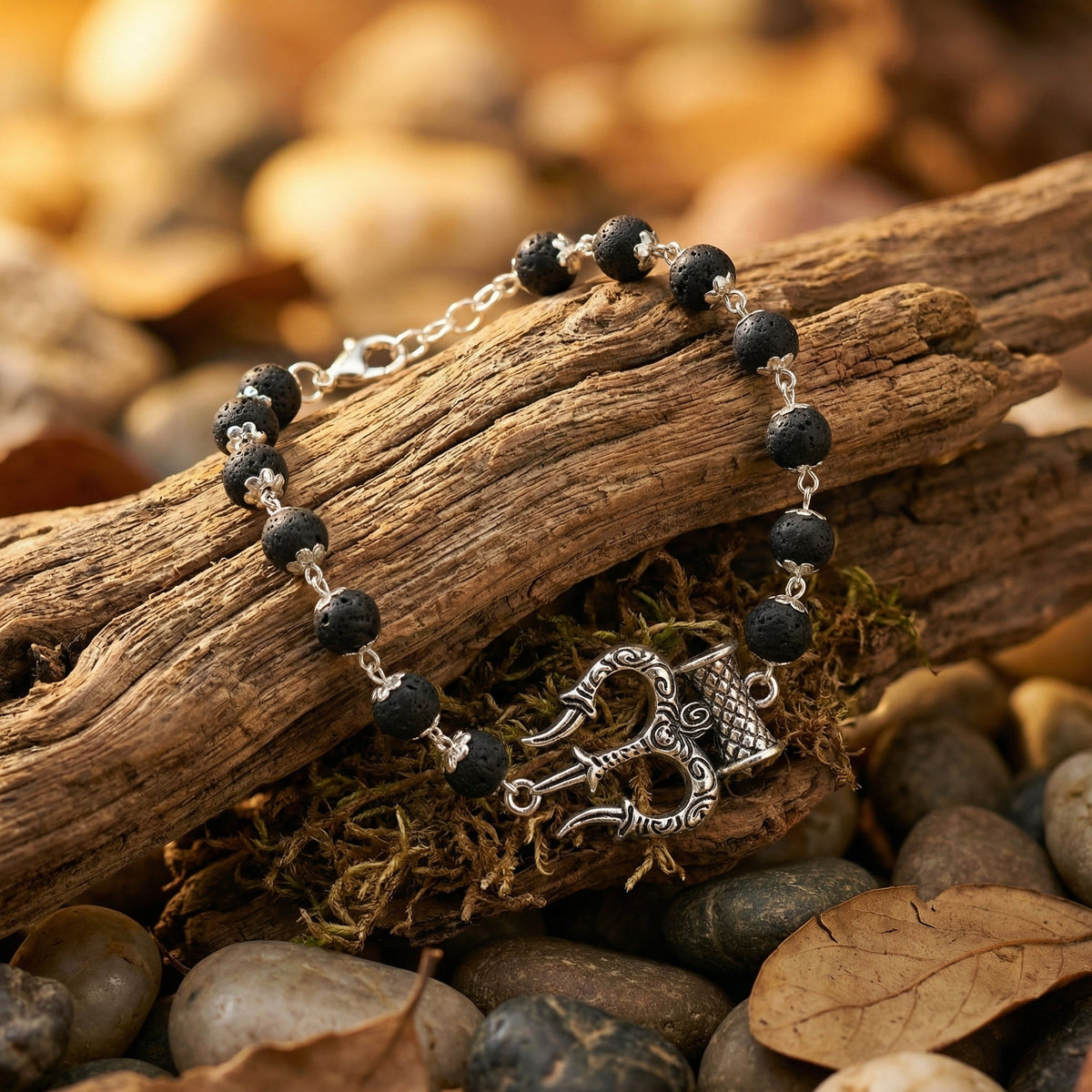 Karungali Silver Cap Trishul Damroo Bracelet - view 8