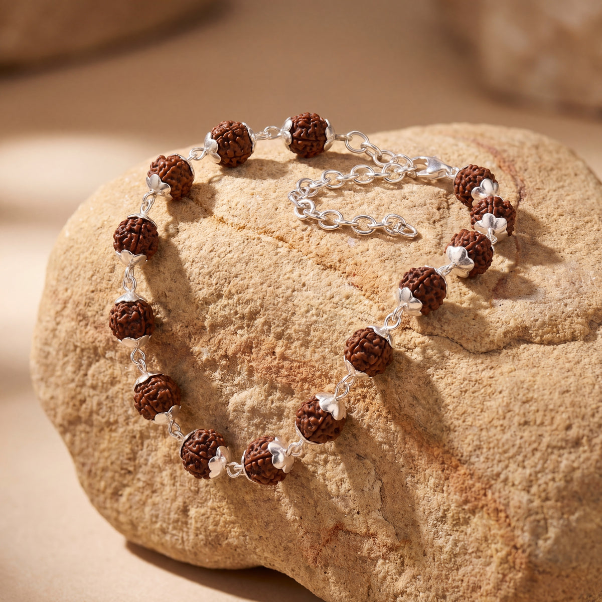 Hallmarked S925 Pure Silver Rudraksha Bracelet