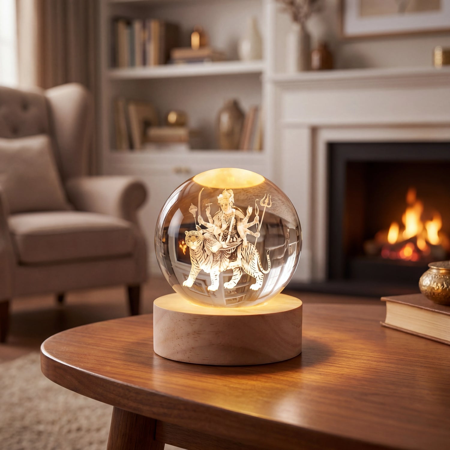 Durga Mata 3D Crystal Ball