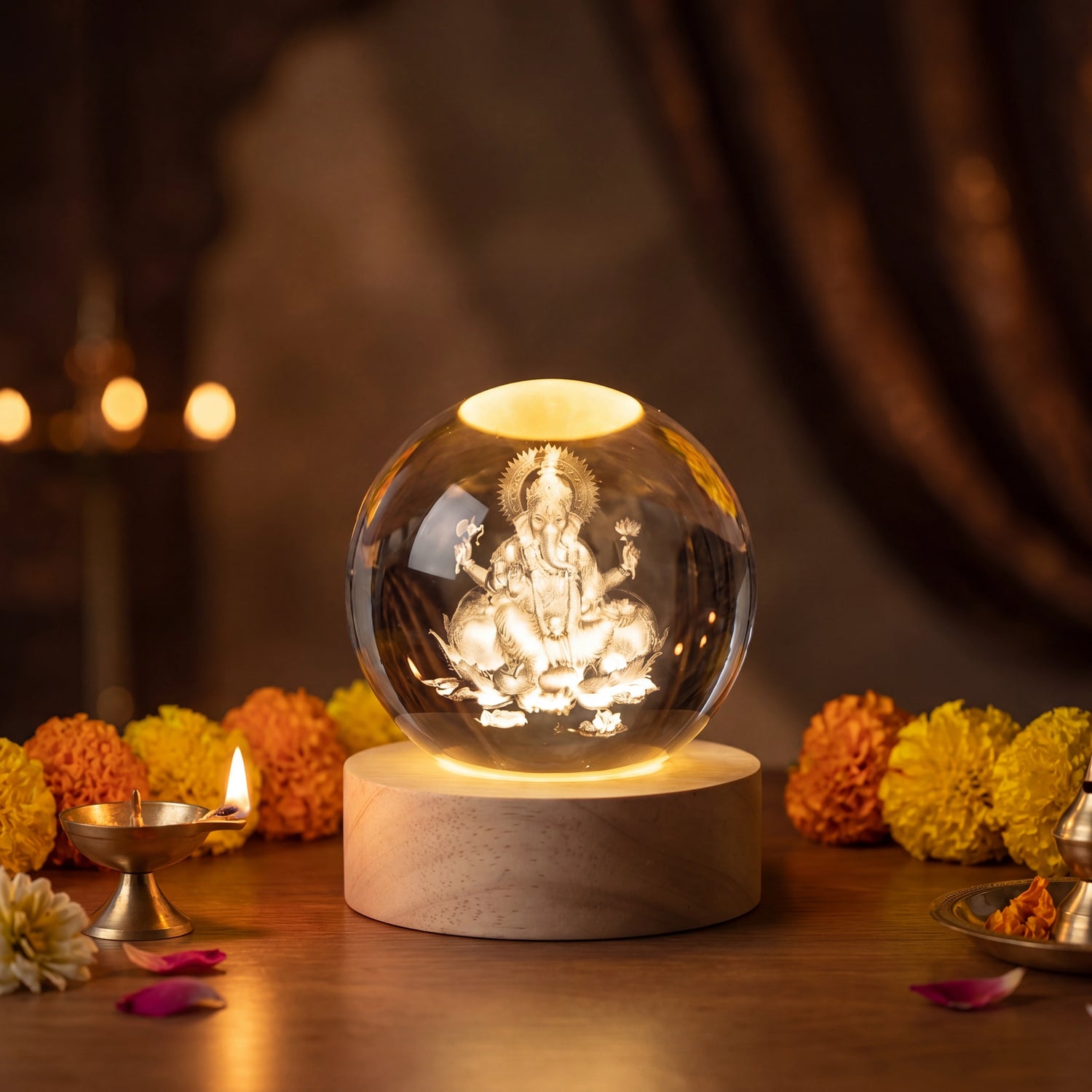 Ganesh Ji 3D Crystal Ball