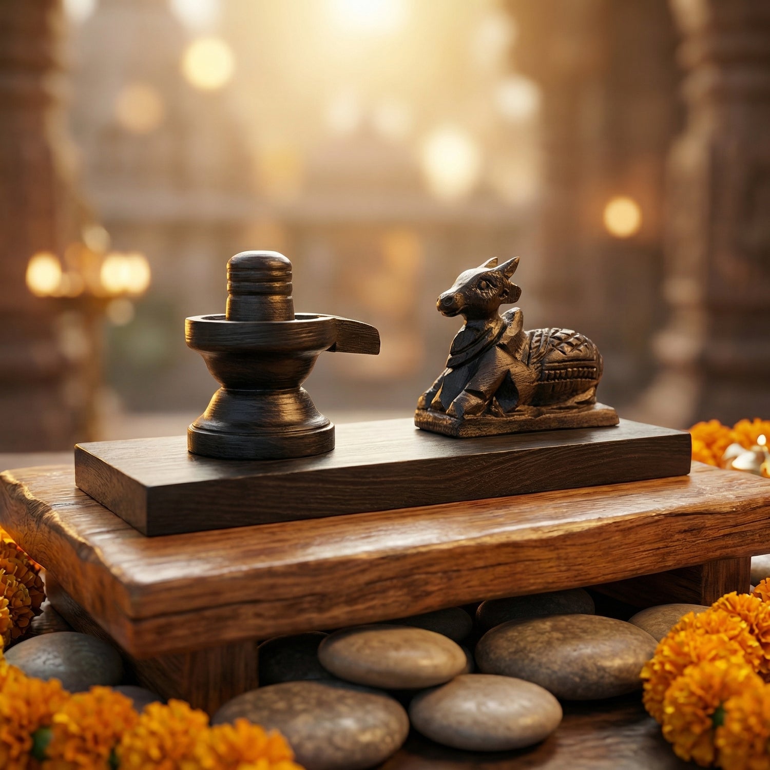 Karungali Shivling with Nandi Divine Set