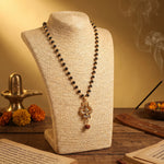 Karungali Malai in Gold-Cap with Shiv Trishul & Rudraksha Pendant