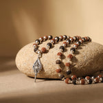 Rudraksha Karungali Malai in Silver-Cap with Lord Murugan Shastra Pendant