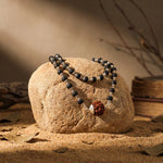 Karungali Mala in Silver-Cap with 5 Mukhi Rudraksha