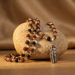 Rudraksha Karungali Malai in Silver-Cap with Murugan Shakti Pendant