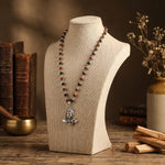 Rudraksha Karungali Malai in Silver-Cap with Shiv Pendant