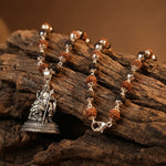 Rudraksha Karungali Malai in Silver-Cap with Lord Murugan with Base - view 2