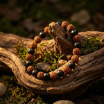 Karungali Rudraksha Bracelet - Natural Ebony Wood & 5 Mukhi Rudraksha Beads - view 2
