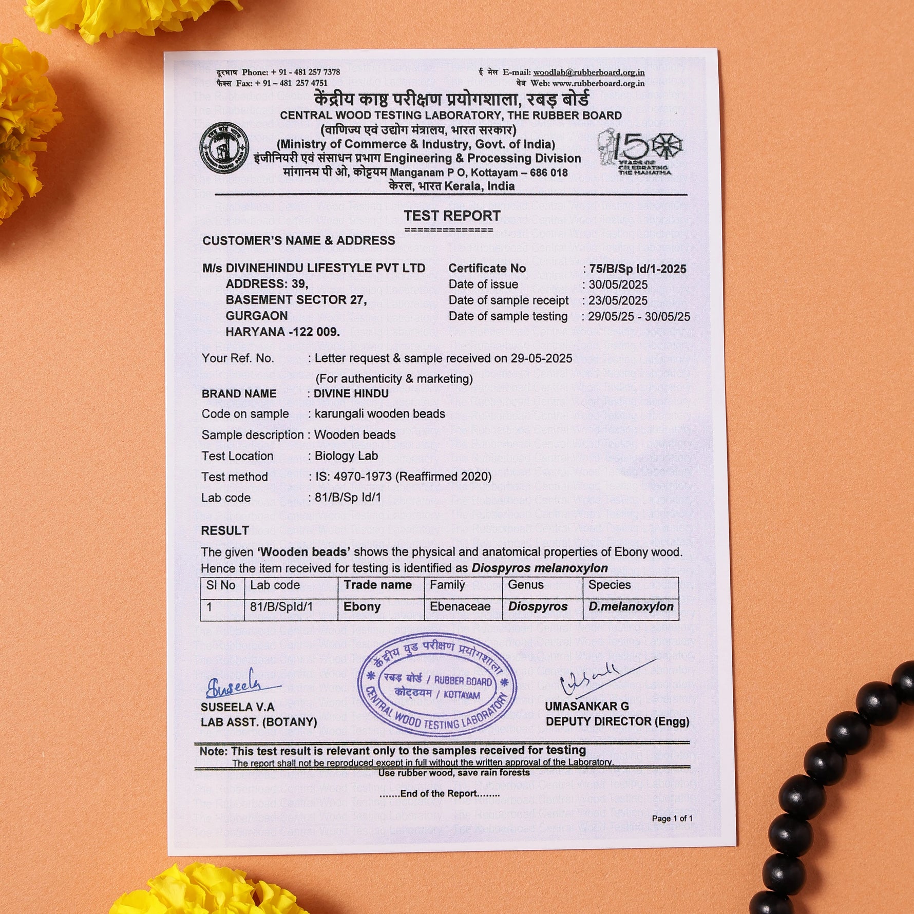 Original Karungali Malai 108-Beads Ebony Wood with Govt. Certified with FREE Karungali Bracelet - view 2