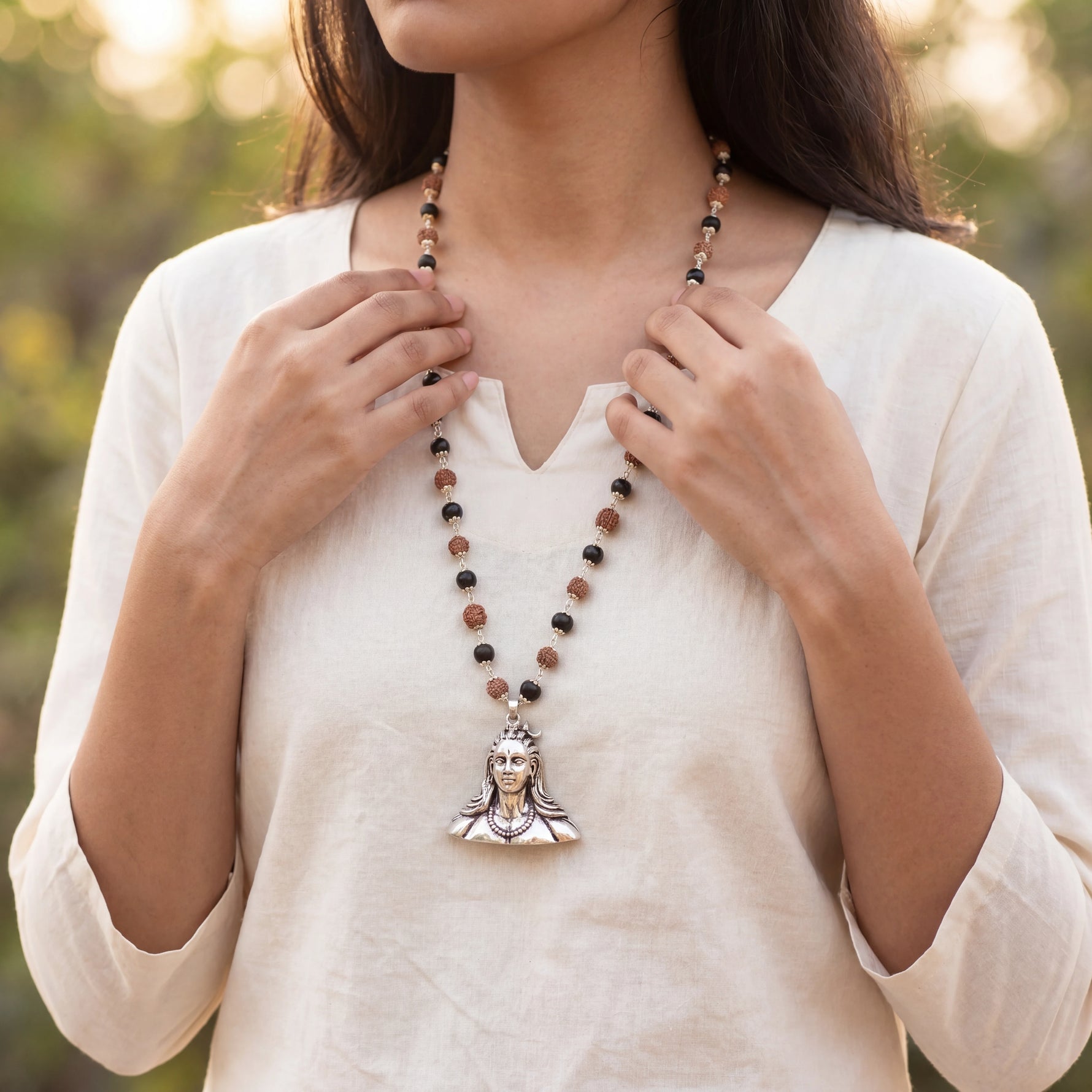 Rudraksha Karungali Mala with Adiyogi Pendant - view 6