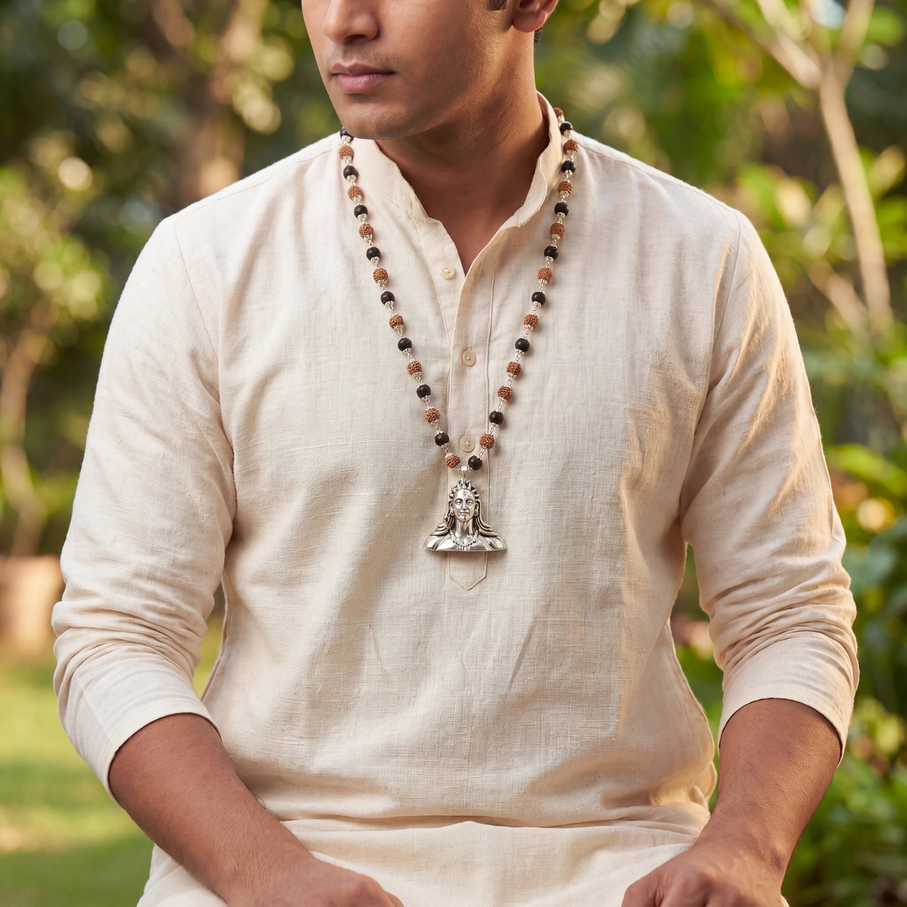 Rudraksha Karungali Mala with Adiyogi Pendant - view 7
