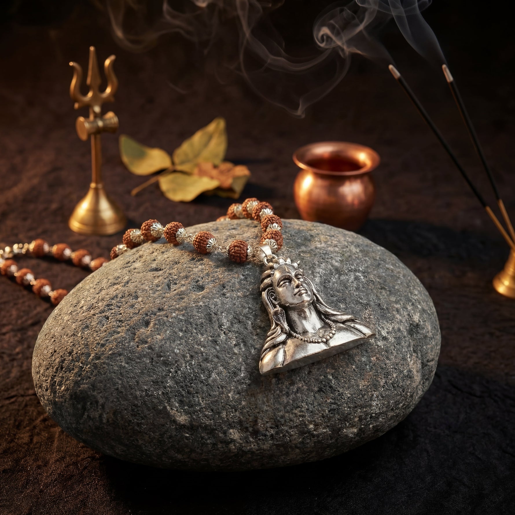Rudraksha Silver cap with Adiyogi Pendant - view 7