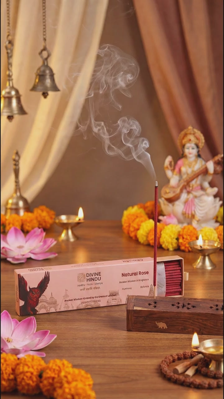 Divine Hindu Natural Rose Agarbatti / Incense Sticks (Pack of 30)