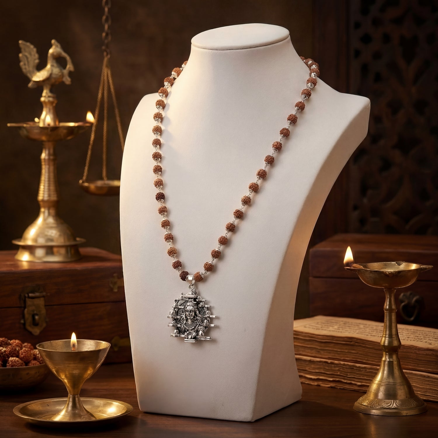 Rudraksha Mala with 12 Jyotirling Shiv Pendant