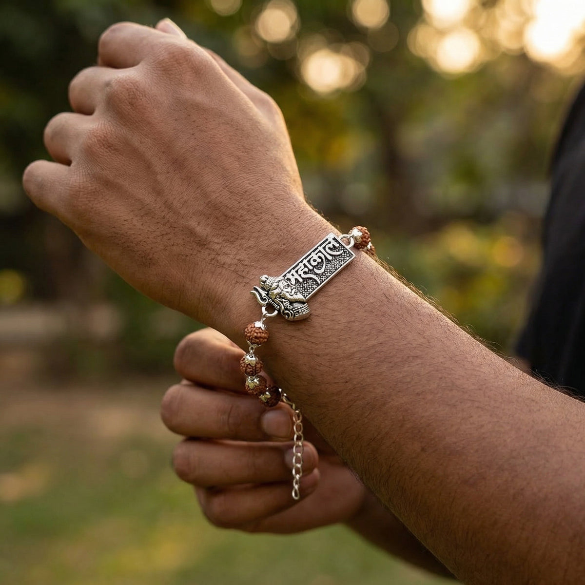 Rudraksha Silver Cap Mahakal Bracelet - view 9