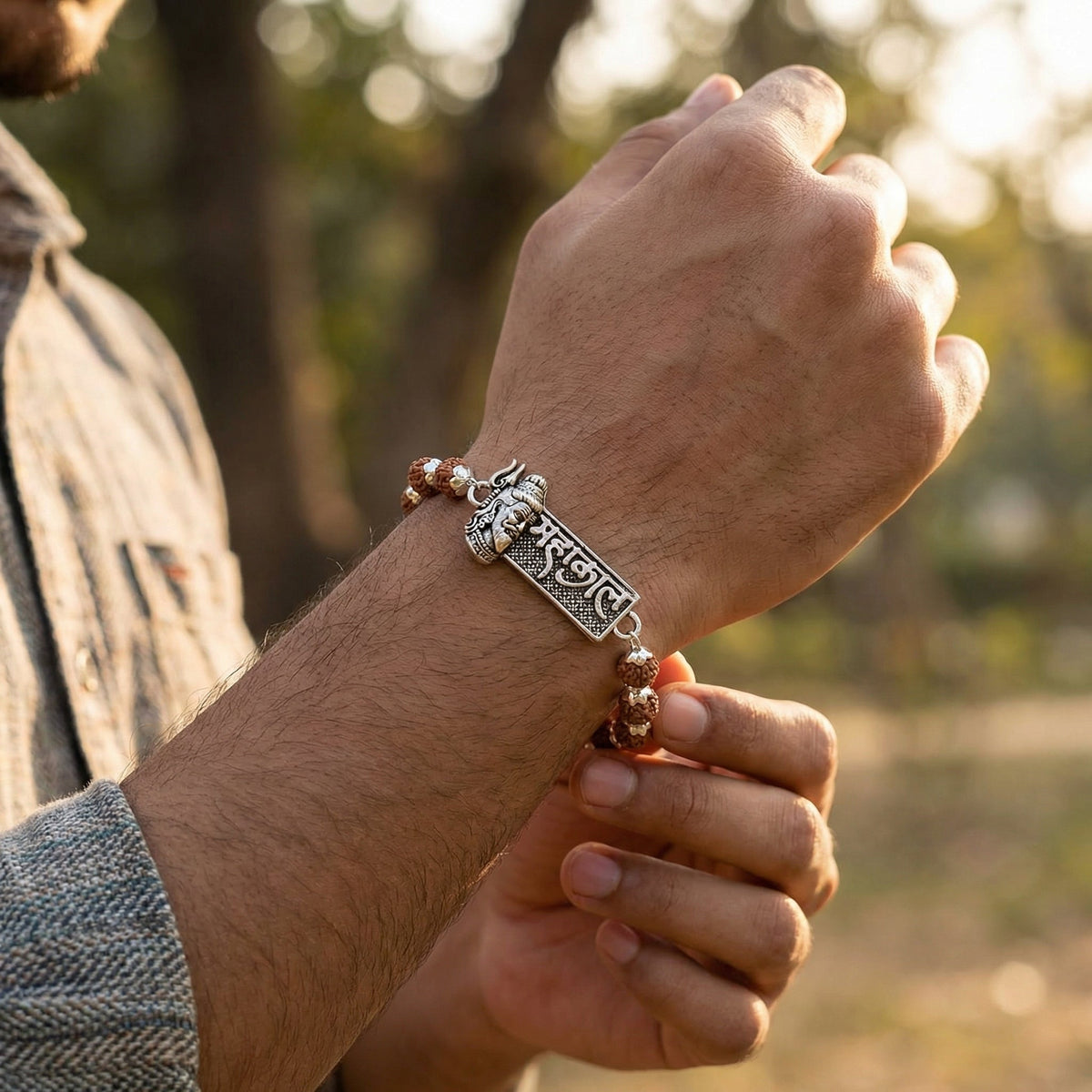 Rudraksha Silver Cap Mahakal Bracelet - view 10