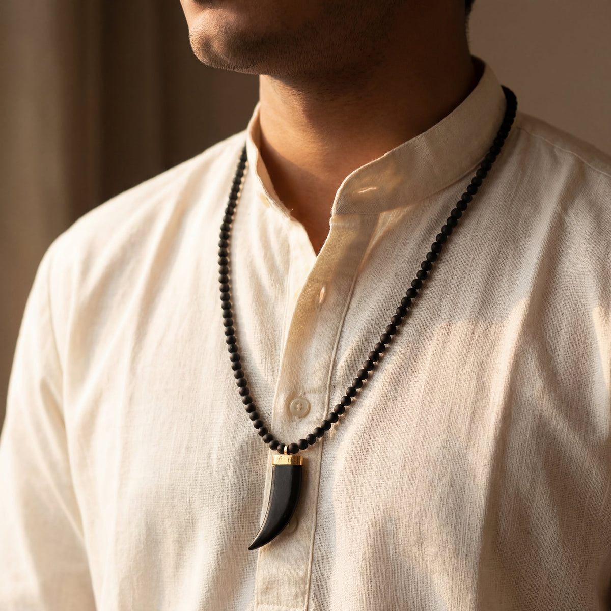 Karungali Dant Mala 4MM | Ebony Wood & Sacred Tooth Bead - view 4