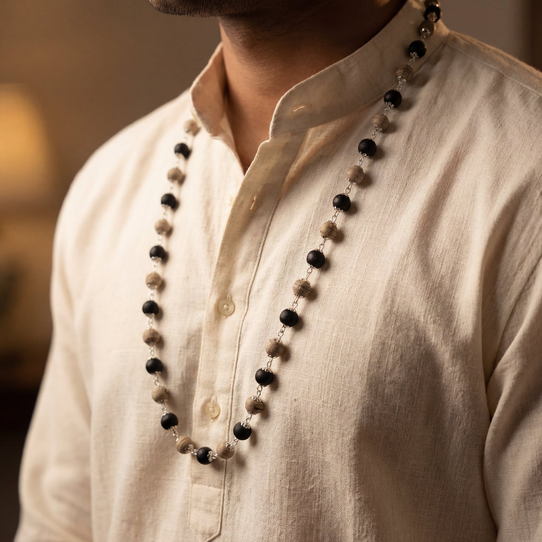 Tulsi Karungali Mala Silver Cap 54 beads - view 7