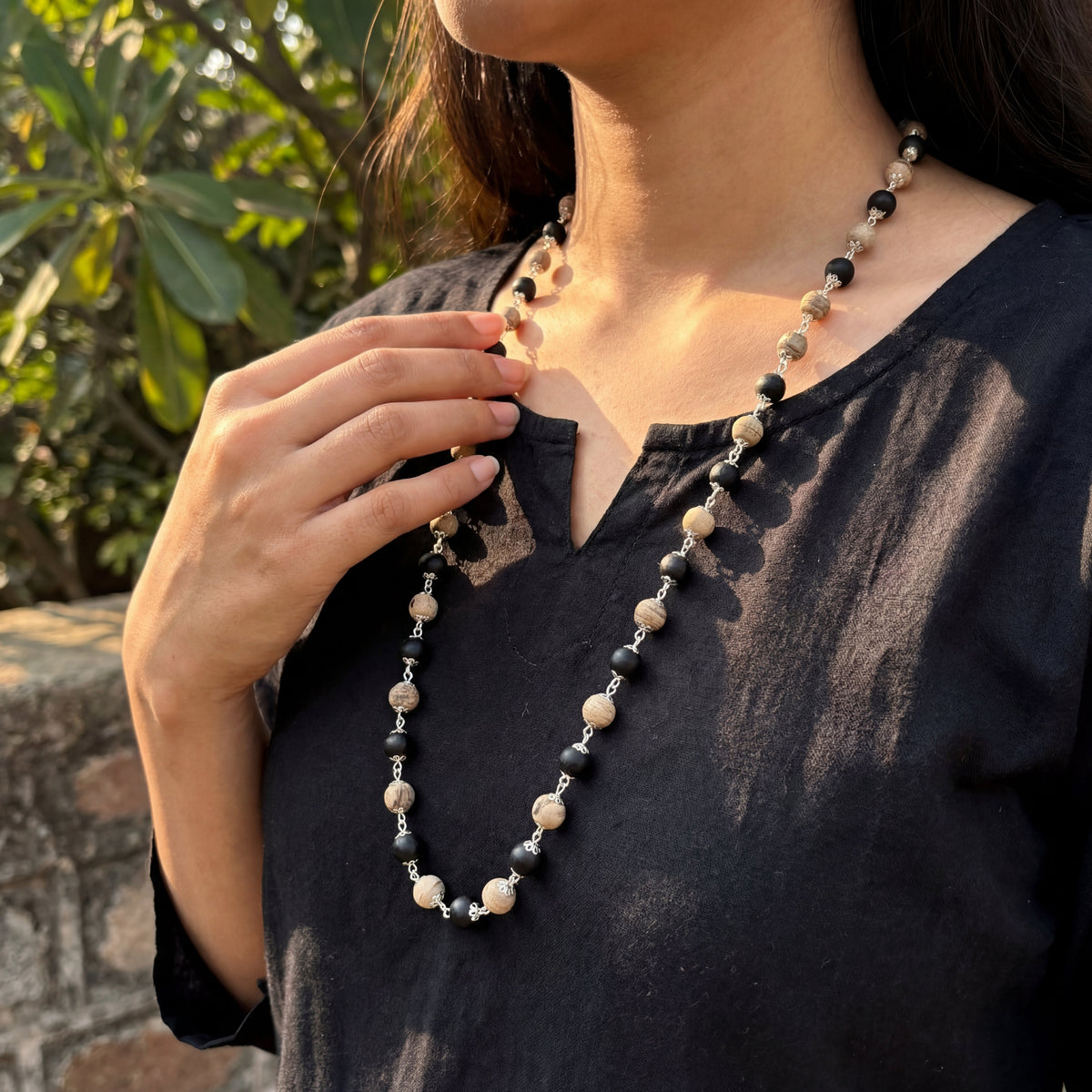 Tulsi Karungali Mala Silver Cap 54 beads - view 8