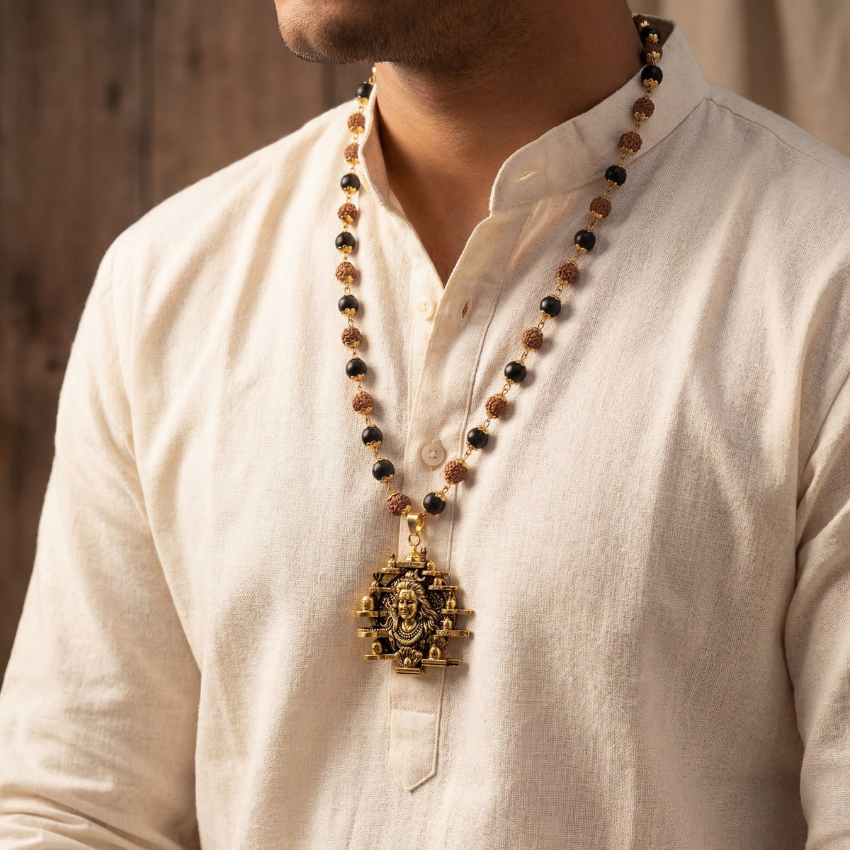 Rudraksha karungali Mala with 12 Jyotirling Shiv Pendant - view 3