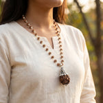 Rudraksha Mala with 5 Mukhi Rudraksha and Adiyogi Pendant
