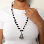 Shiv Pendant Karungali Malai Silver Cap Necklace with Govt. Certification - view 2